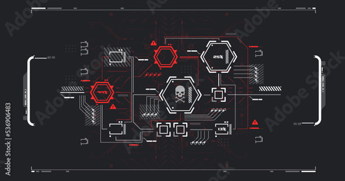 Cyberpunk futuristic poster. Tech Abstract poster template with HUD elements. Modern flyer for web and print. hacking, cyber culture, programming and virtual environments.