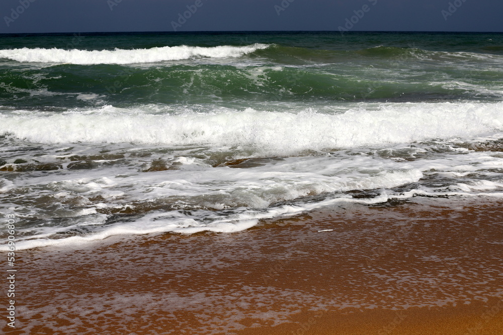 Coast of the Mediterranean Sea in the north of the State of Israel.