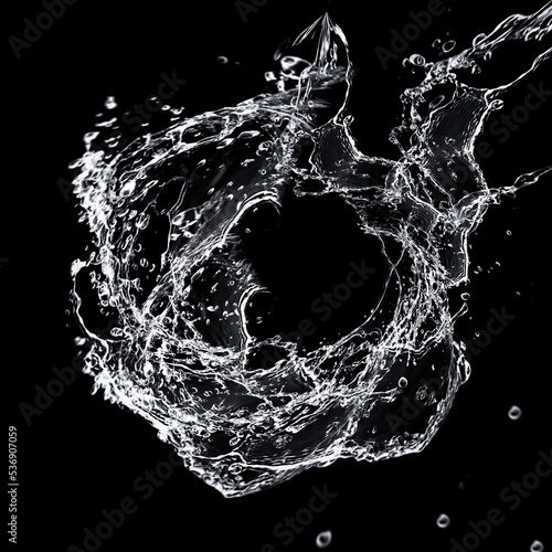 splash of water on black background