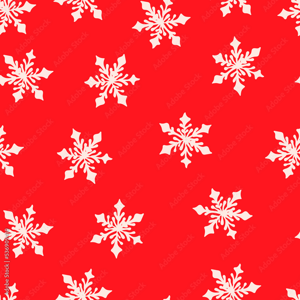 Seamless pattern with snowflakes on a red background Christmas pattern. Winter picture Seamless pattern with snowflakes on a red background Christmas pattern. Winter picture