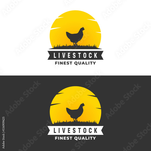 Simple Chicken Farm Logo Vector or Chicken Farm Label Vector Isolated. For the purposes of a chicken farm company logo. Suitable for labeling the best quality chicken products.