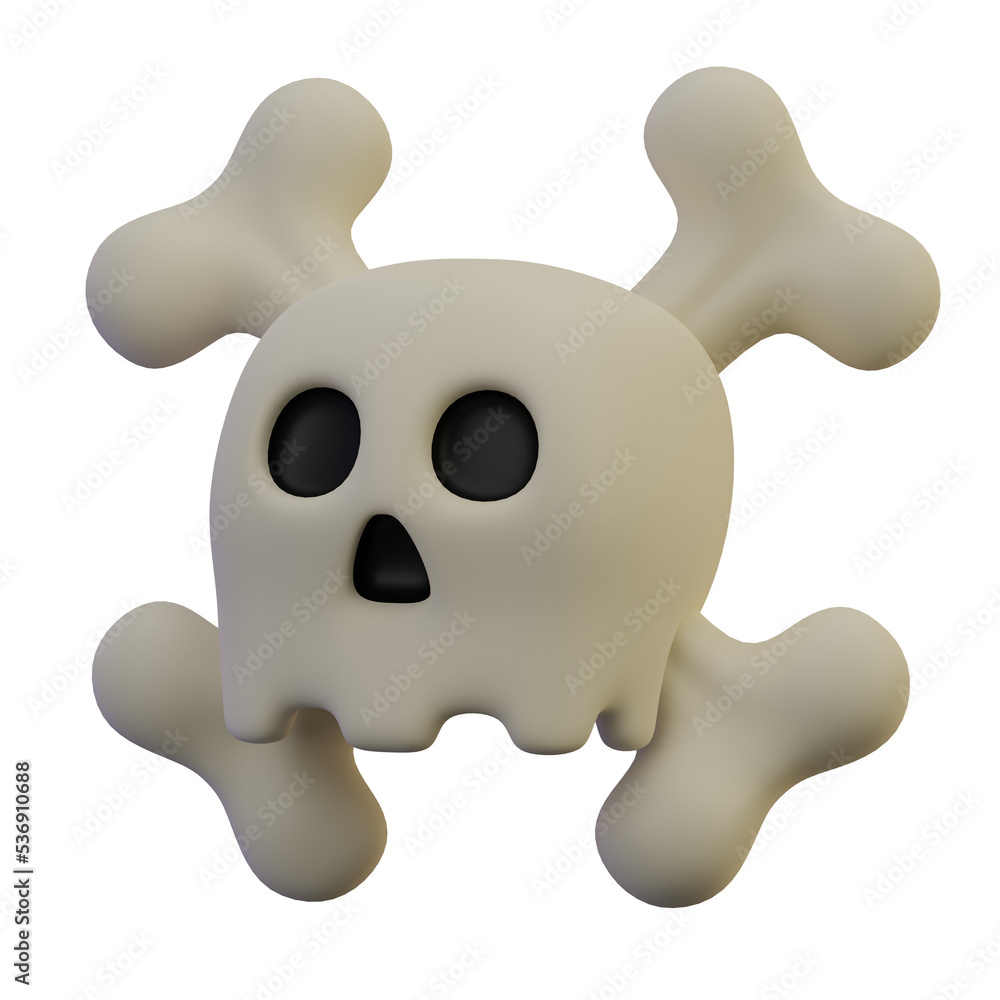 3D render Illustration icon halloween skull bone 3D render Illustration icon halloween skull bone