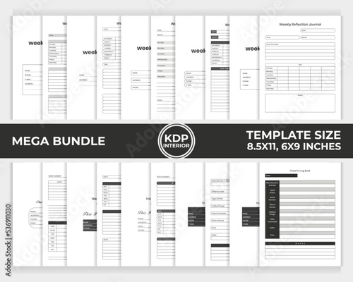 KDP Interior Bundle Weekly Reflection Journal, Weekly Hair Care Routine Planner, Firearms Log Book Unique Design Template