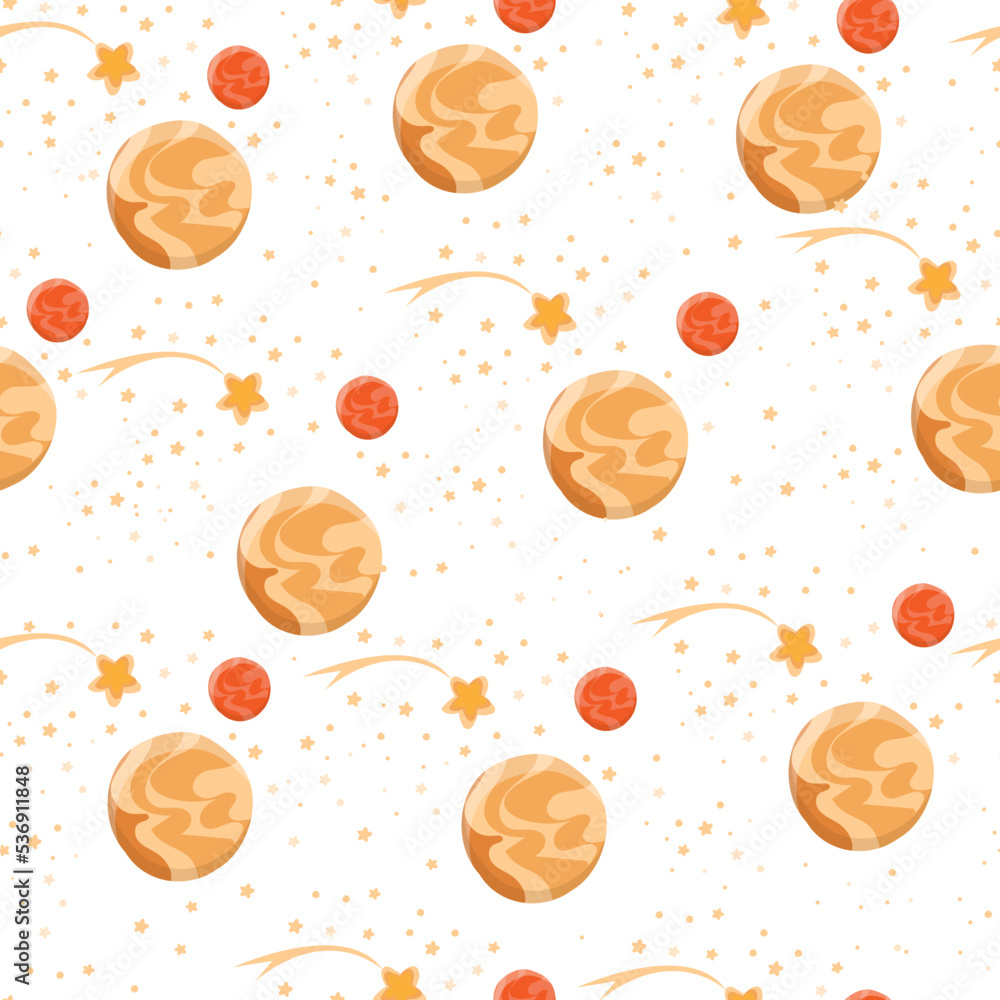 planet and stars kids seamless pattern on the white background planet and stars kids seamless pattern on the white background