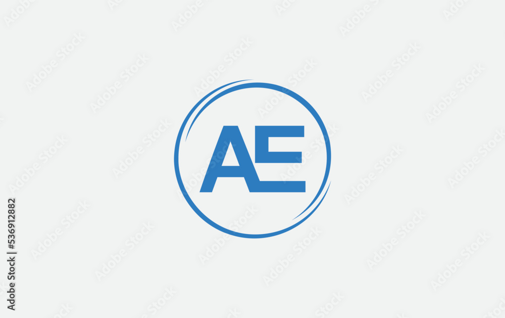 Circle logo icon and circle favicon flat letter AE Circle logo icon and circle favicon flat letter AE