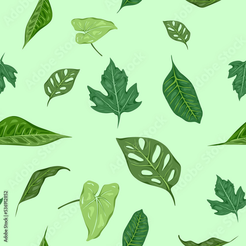 Green leafs seamless patter...