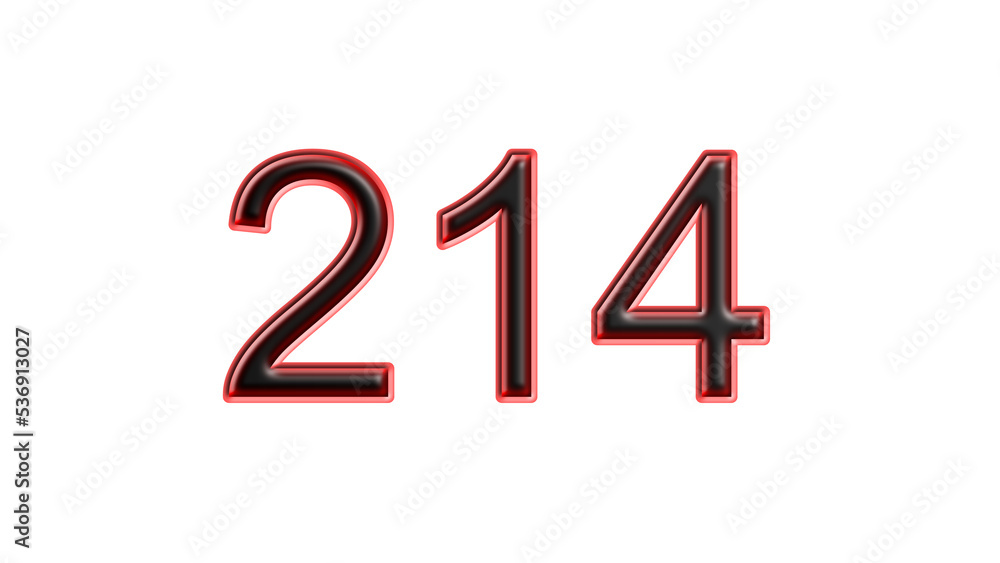 red 214 number 3d effect white background red 214 number 3d effect white background