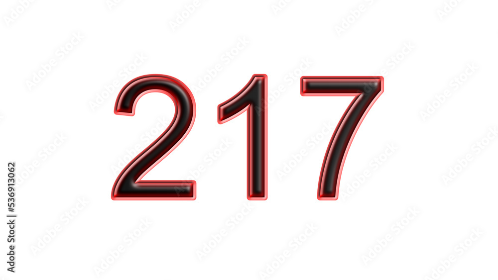 red 217 number 3d effect white background red 217 number 3d effect white background