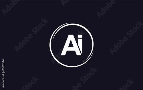 Circle logo icon and circle favicon flat letter AI
