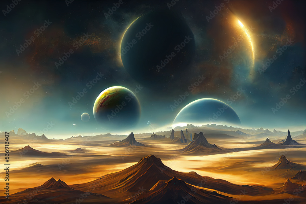 alien world, deep space landscape