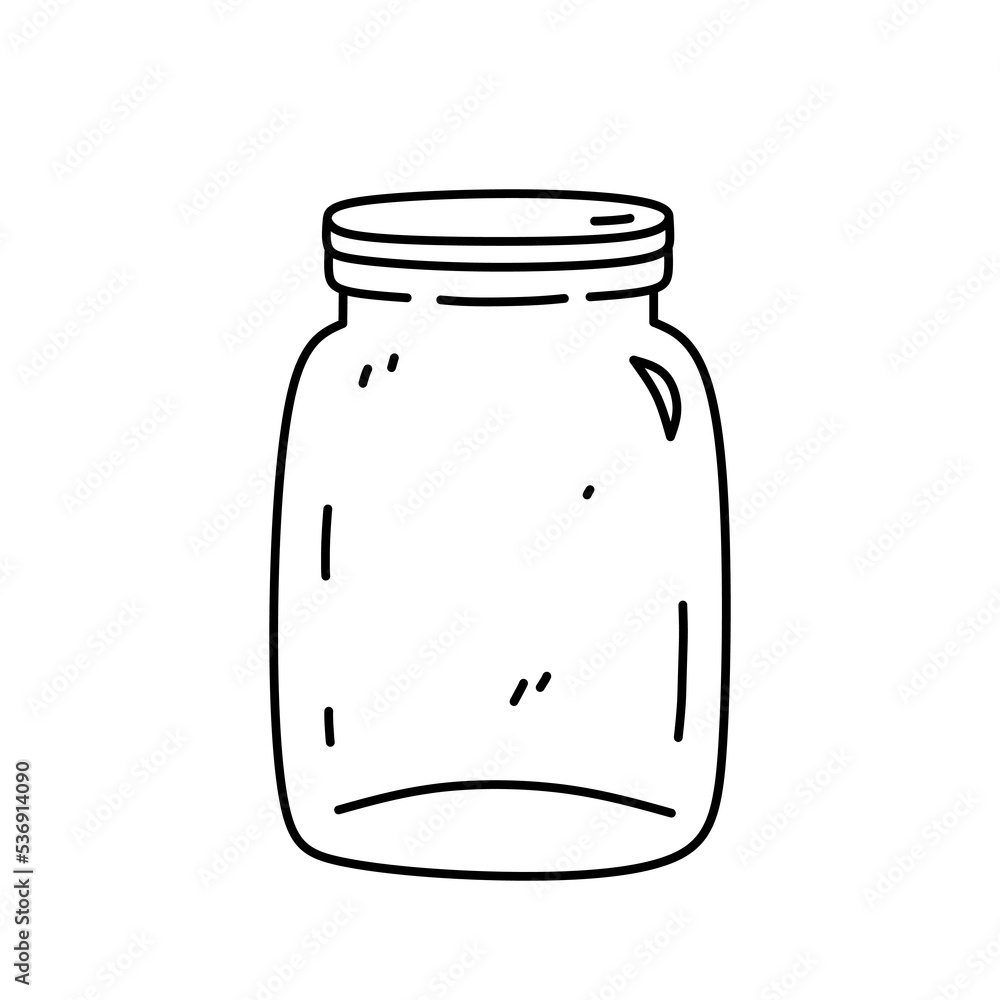 Glass jar isolated on white background. Vector hand-drawn illustration in doodle style. Perfect for decorations, logo, various designs. Glass jar isolated on white background. Vector hand-drawn illustration in doodle style. Perfect for decorations, logo, various designs.