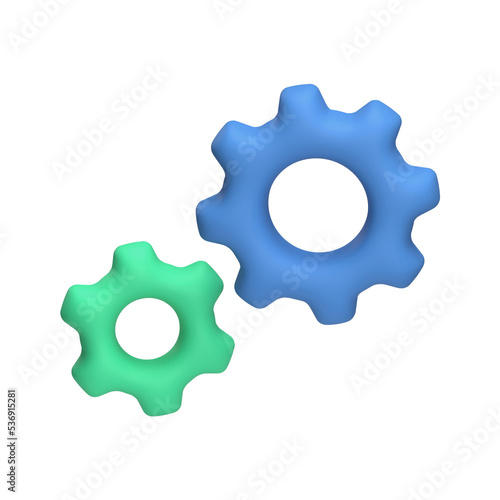 3d Gear icon. Concept for setting and repair. Gear, optimizing, workflow icon.