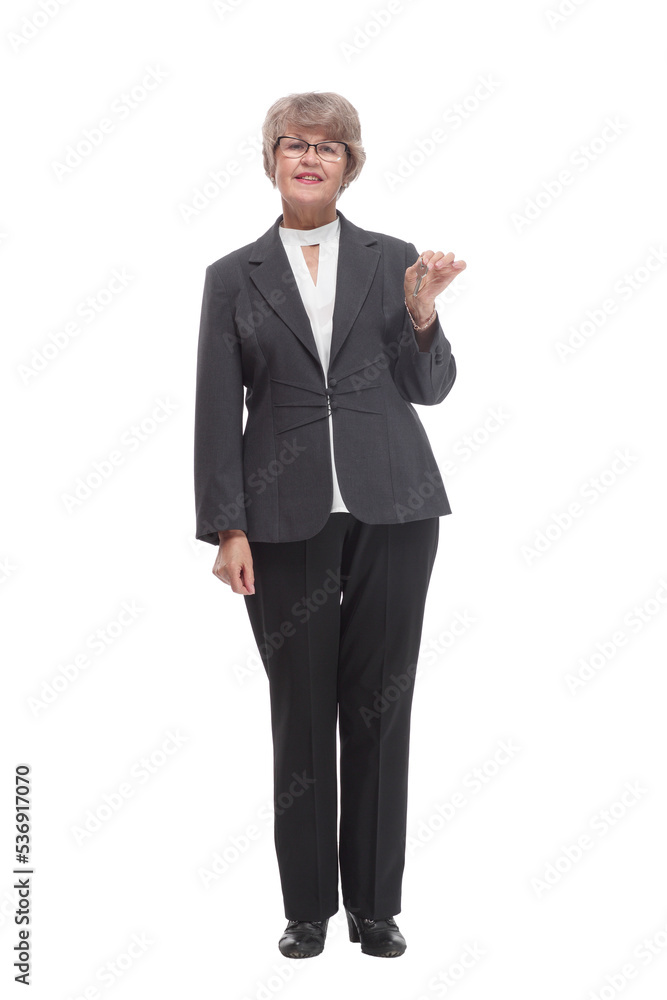 Middle age woman holding a gift standing over isolated white background very happy with hands up Middle age woman holding a gift standing over isolated white background very happy with hands up