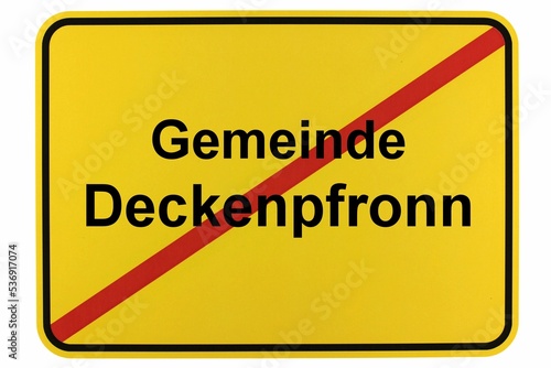 Illustration eines Ortsschildes der Gemeinde Deckenpfronn in Baden-Württemberg