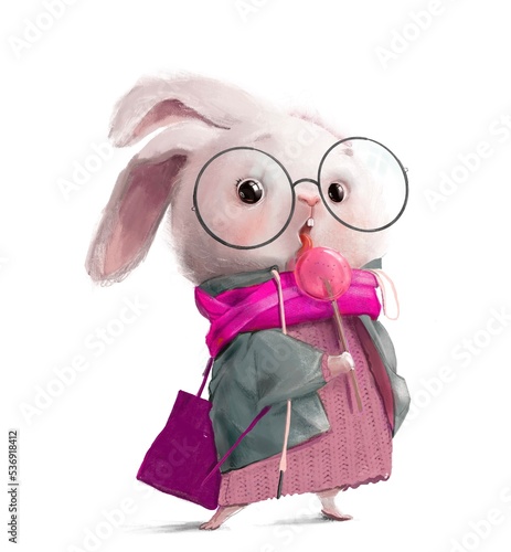 Cute cartoon hare girl with bonbon © cofeee