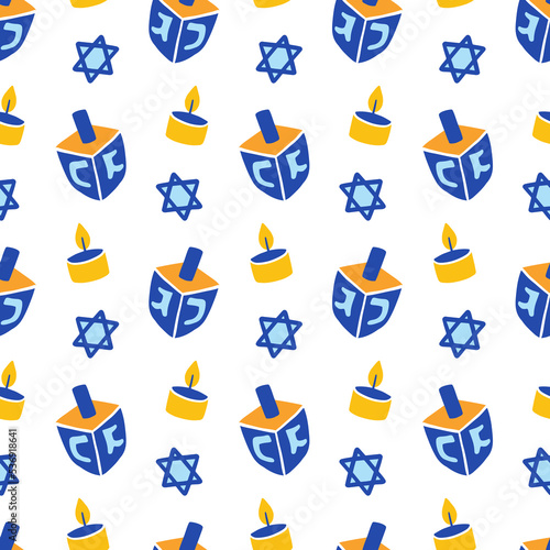 Happy Hanukkah seamless pattern