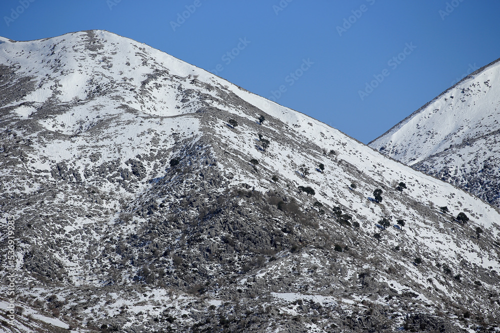 Snow-capped mountains in the Crete (in the Askifou region)
