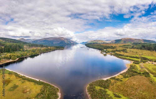 Scenic view of Gairlochy under cloudy sky, Scotland photo