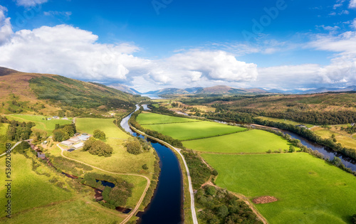 Aerial view of Great Glen Way by Caledonian Canal, Scotland photo