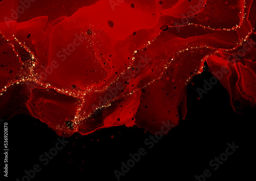 Dark alcohol ink background with glittery gold elements