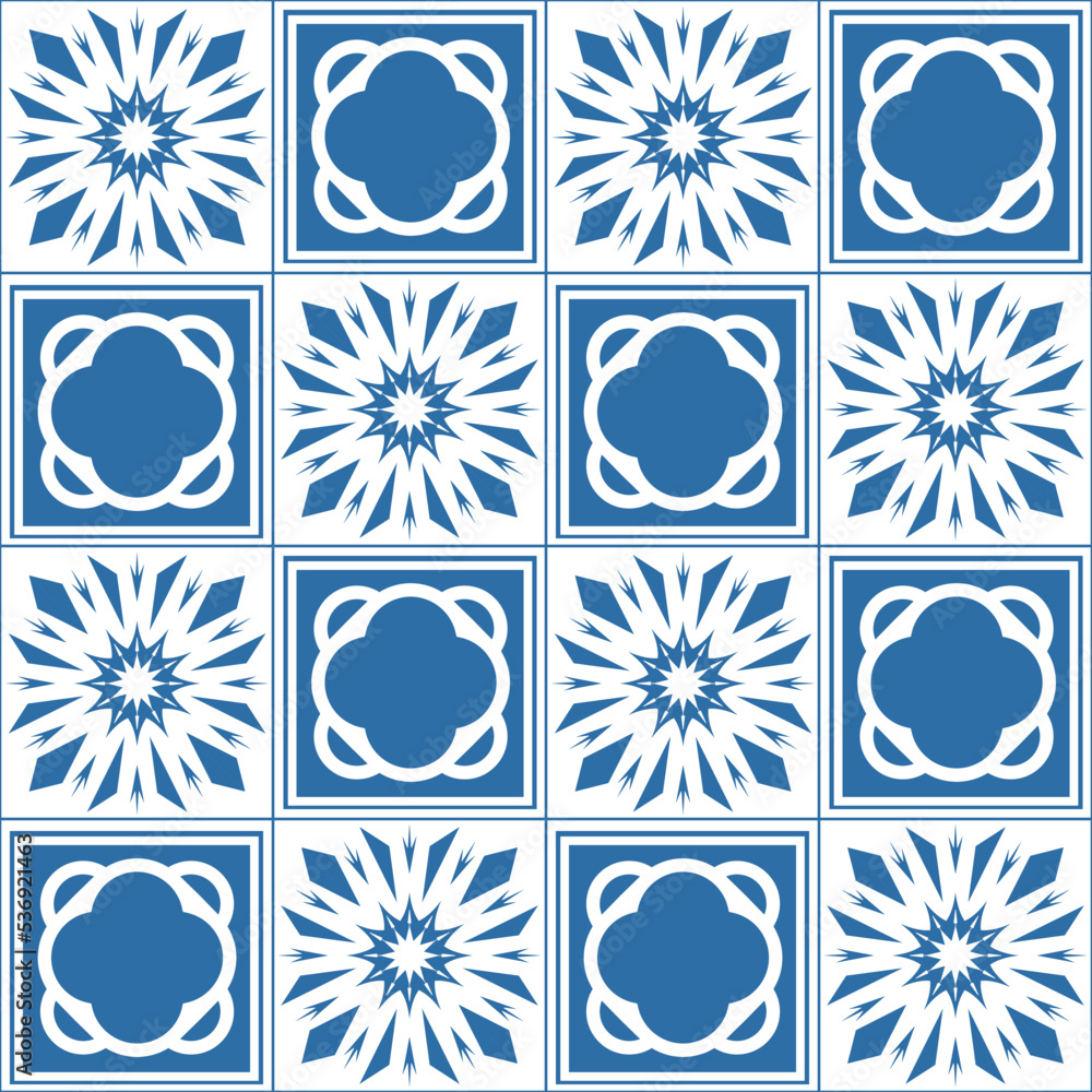 Floral motif for ceramic tiles in Spanish Azulejo style, retro blue vector Illustration for design Floral motif for ceramic tiles in Spanish Azulejo style, retro blue vector Illustration for design
