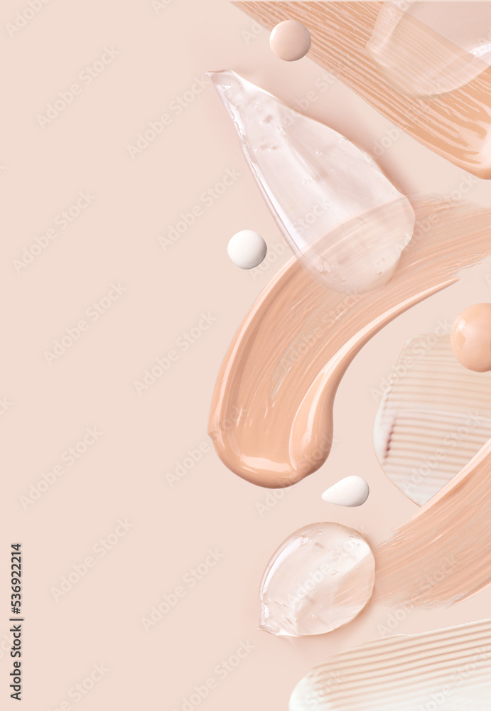 cosmetic smear foundation cream powder on a beige background	