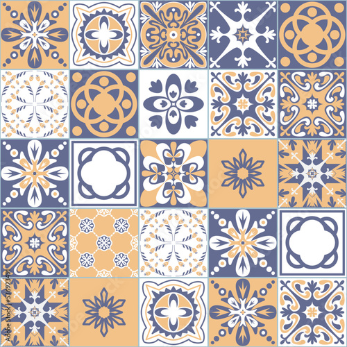 Portuguese Ceramic Tile Blue Purple Beige Color Square Geometric pattern Bathroom Kitchen Wall Decoration Traditional Portuguese Design