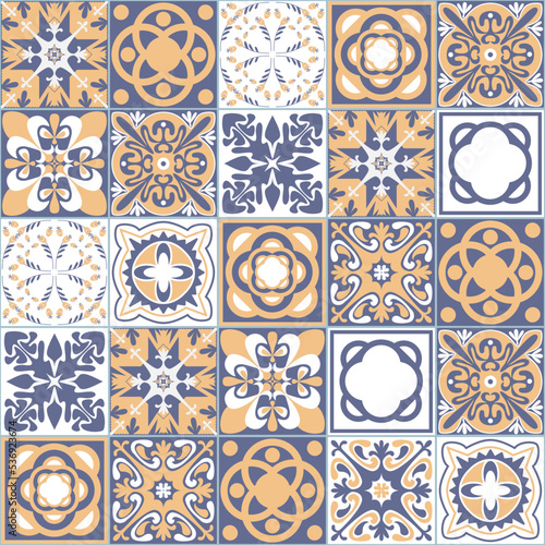 Azulejo talavera ceramic tile spanish portuguese traditional pattern, colorful traditional vintage background