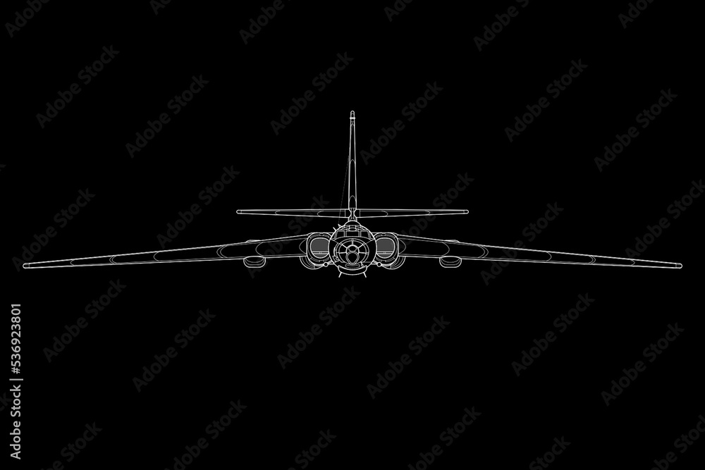 Avión de combate de bombardeo Tu-16 vista frontal Avión de combate de bombardeo Tu-16 vista frontal