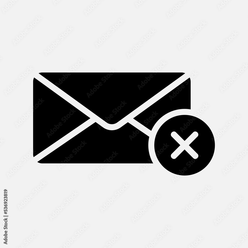 Delete icon in solid style about email, use for website mobile app presentation Delete icon in solid style about email, use for website mobile app presentation
