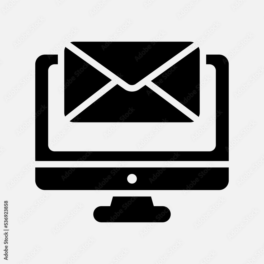 Computer icon in solid style about email, use for website mobile app presentation Computer icon in solid style about email, use for website mobile app presentation