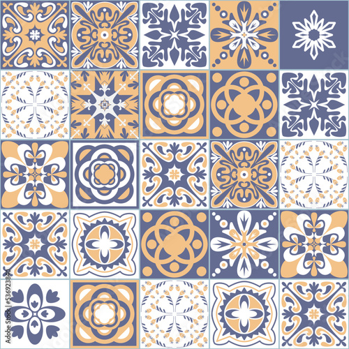 Azulejo Style Decorative Ceramic Tile Blue Purple Beige White Pastel Color Traditional Spanish Portuguese Pattern for Kitchen and Bathroom Wall Decoration