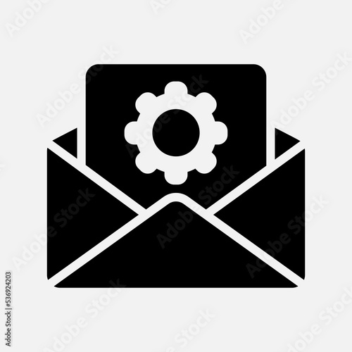 Settings icon in solid style about email, use for website mobile app presentation