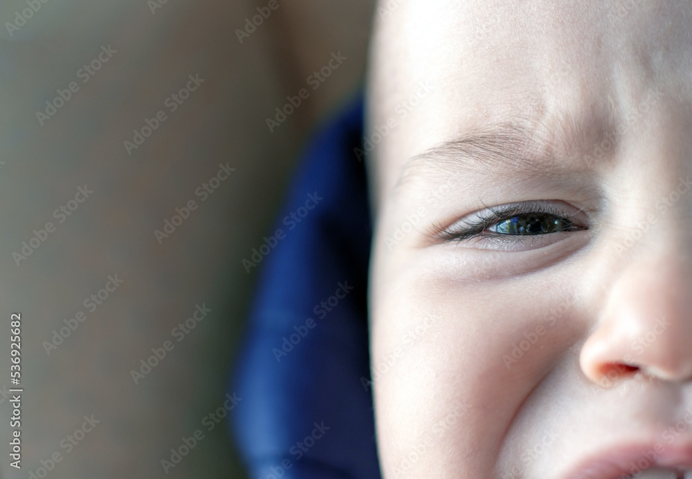 Foto de face details parts of baby boy child kid.angry nervous toddler ...