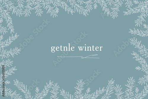 Christmas stylish decor for cards, banners, invitations. Overlay horizontal frame. Vector flat outline illustration. Line art.