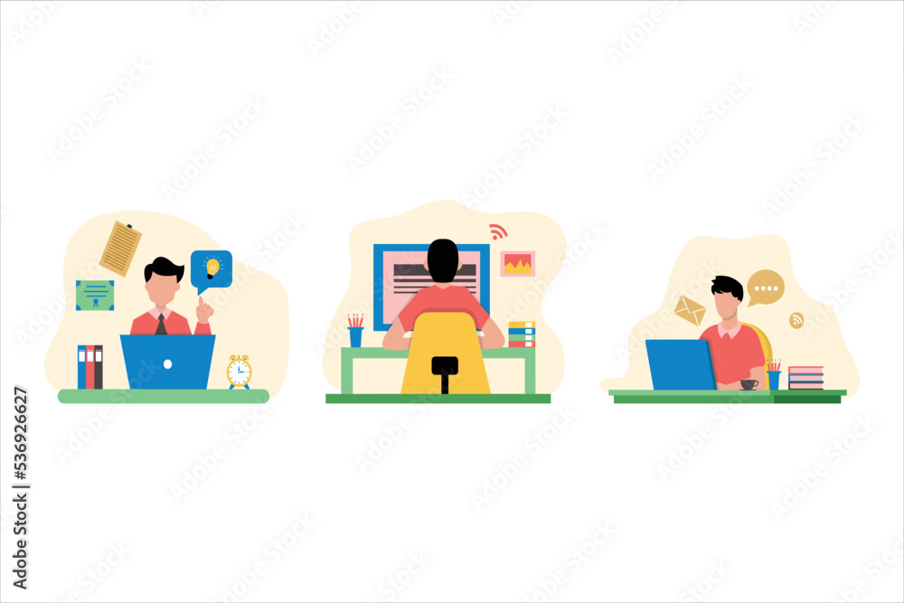 Online Learning Flat Design Illustration Online Learning Flat Design Illustration