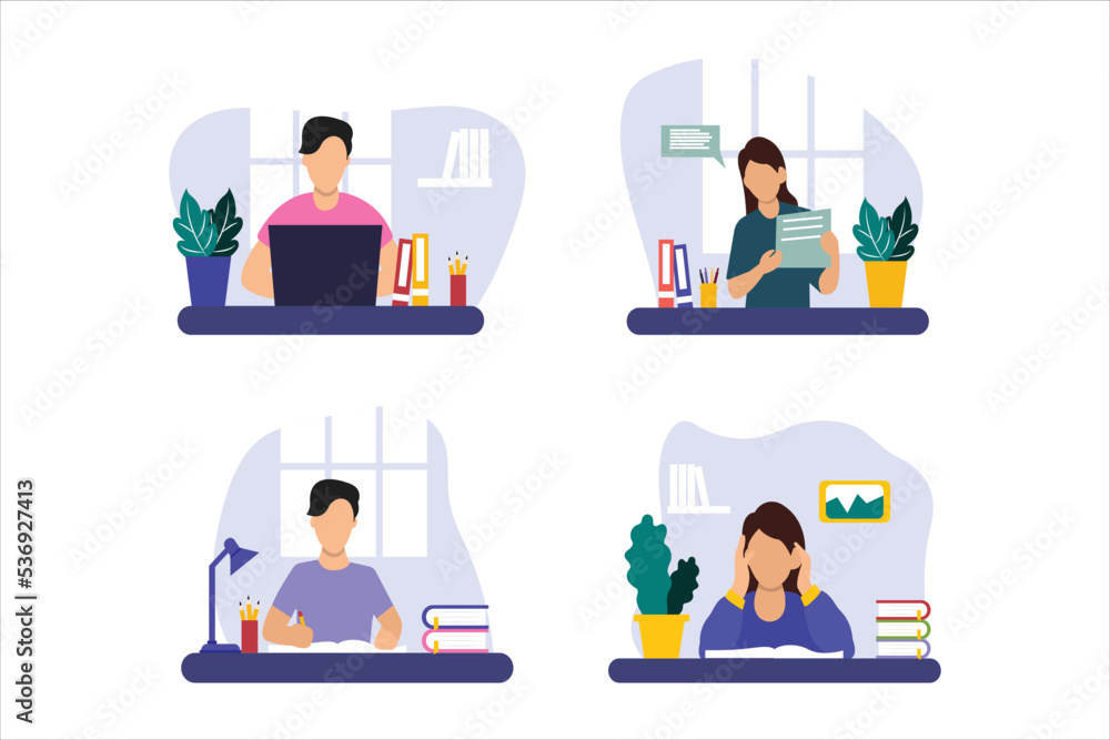 Online Learning Flat Design Illustration Online Learning Flat Design Illustration