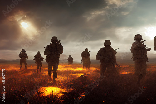 Soldiers on battlefield