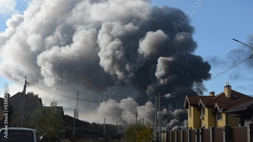 Missile attack and fire near Kiev , Ukraine