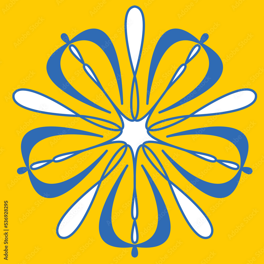 Floral motif ceramic tiles in portuguese spanish style, blue yellow white contrast color, vector illustration Floral motif ceramic tiles in portuguese spanish style, blue yellow white contrast color, vector illustration