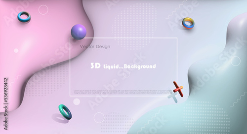 Illustration abstract dynamic liquid-fluid shape, gradient color background. 3d rendering bubble shape,element minimal vector. Modern graphic design three-dimensional for poster cover, banner template
