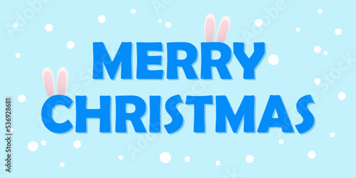blue lettering with ears merry christmas
