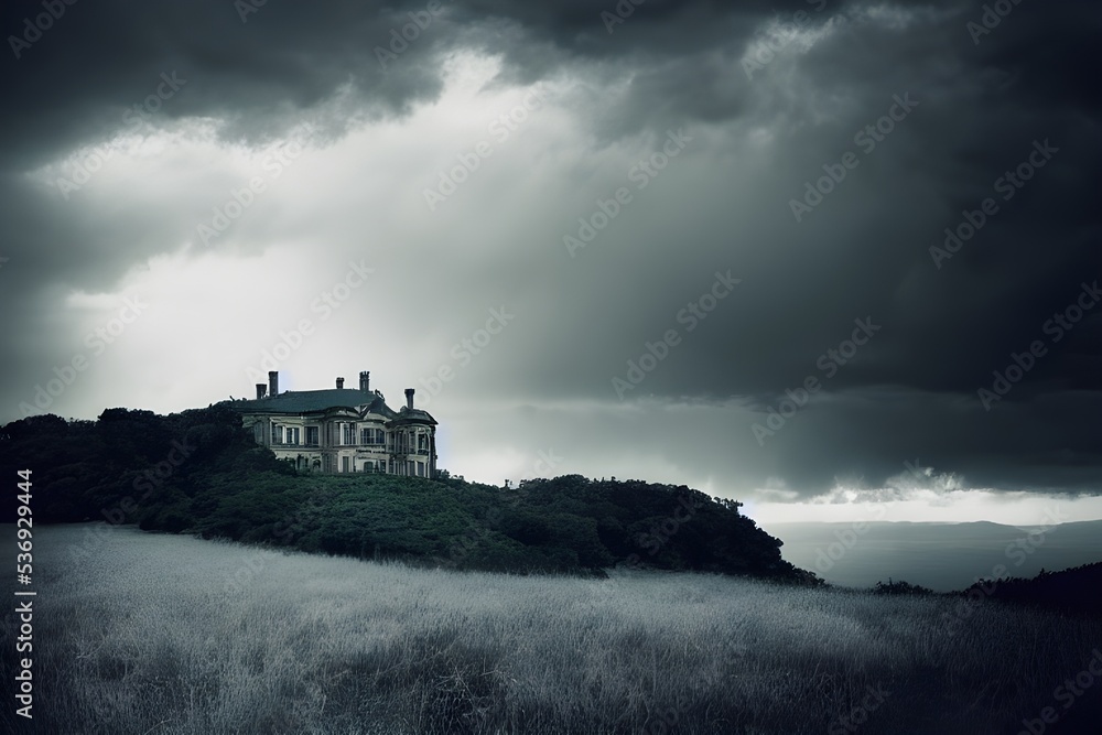 A creepy, crumbling haunted house. A creepy, crumbling haunted house.
