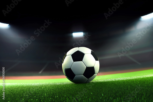 3D rendering soccer ball of a sport stadium background © Inti imaging