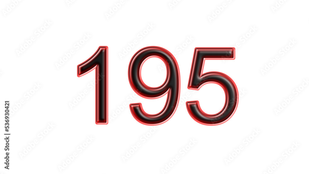 red 195 number 3d effect white background red 195 number 3d effect white background