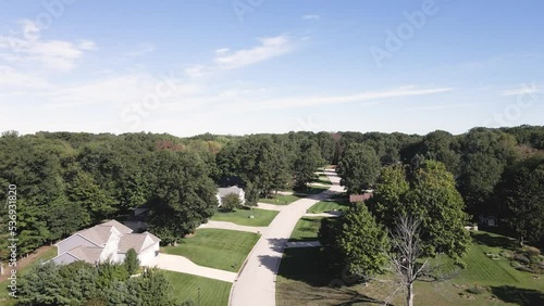 Slow descend toward a suburban neighborhood. photo