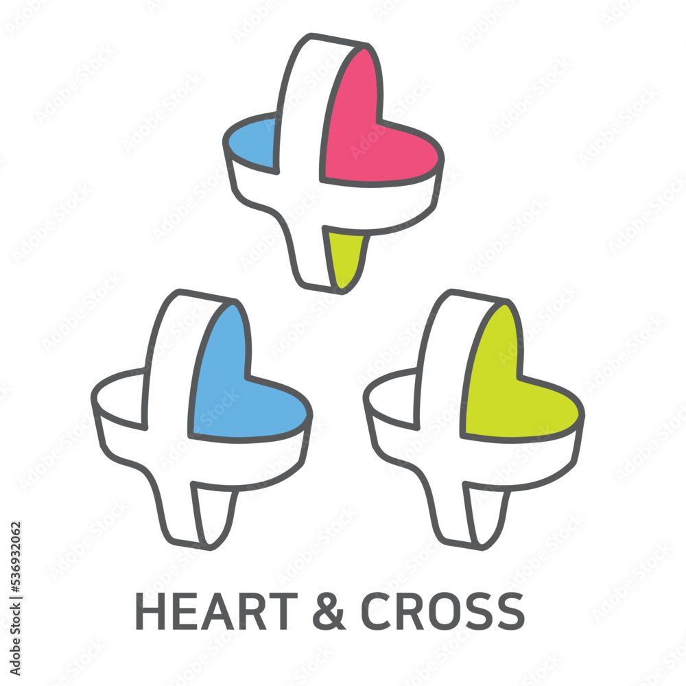 Tree cross with heart shapes, a heart in lined cross Tree cross with heart shapes, a heart in lined cross