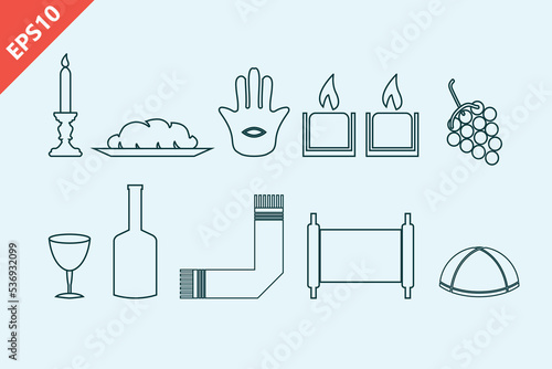 jewish holiday icons design vector flat isolated illustration
