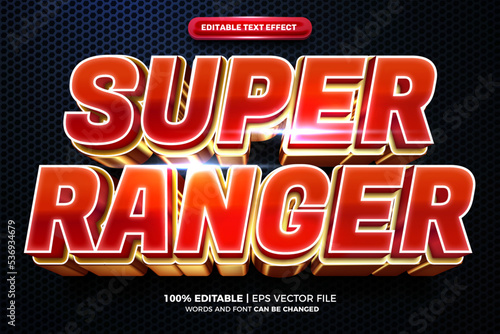 super ranger red gold movies Bold 3D Editable text Effect Style