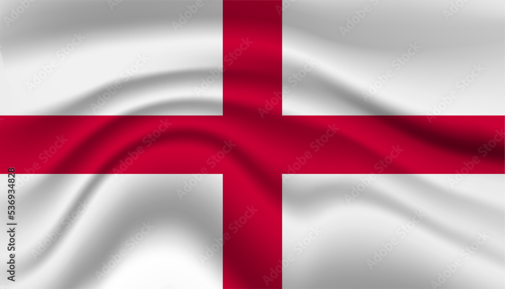 Obraz premium Close up England national flag waving realistic vector illustration